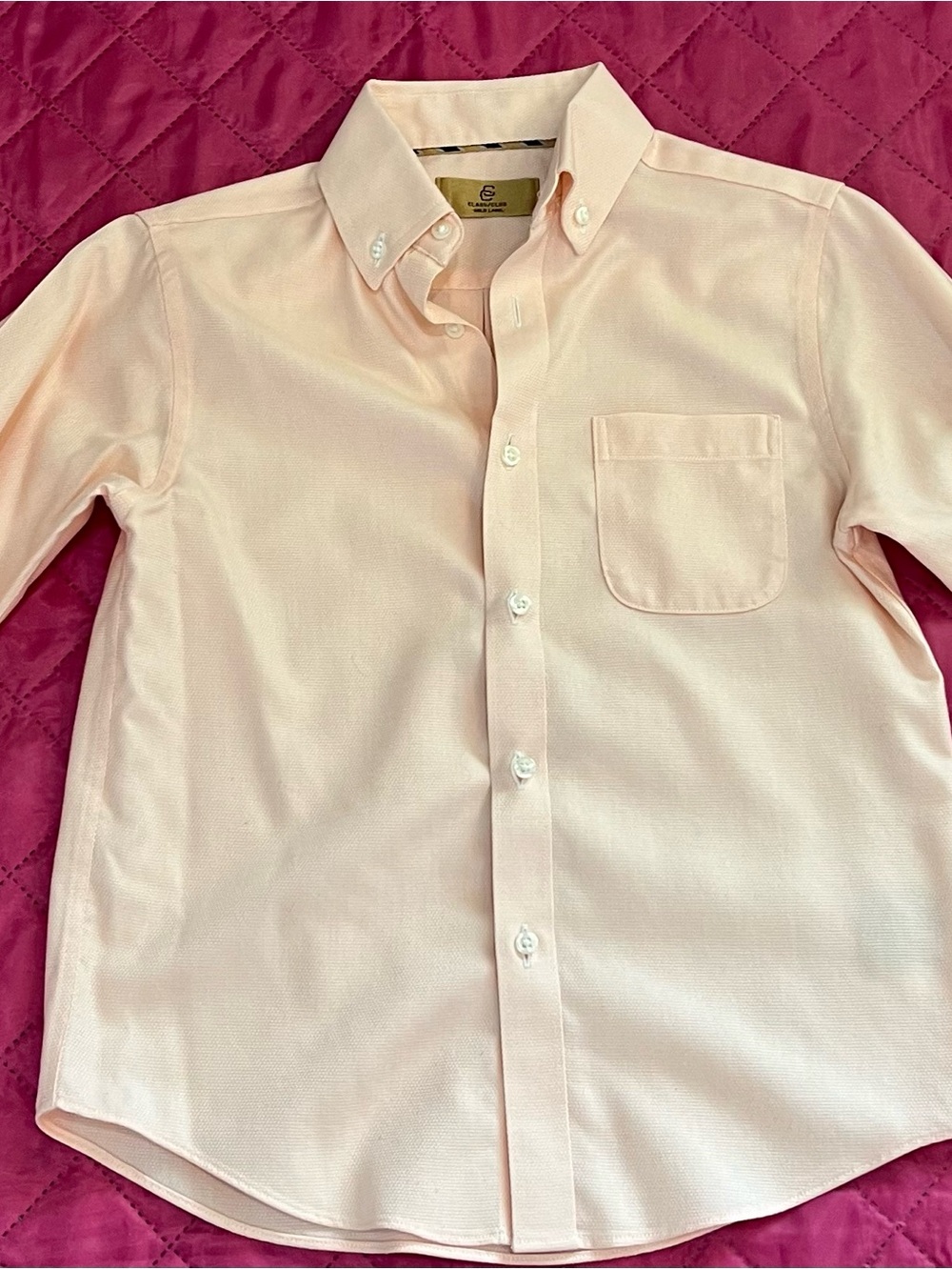 Kids Light Pink Button-Down Dress Shirt - Classic Oxford 6/7